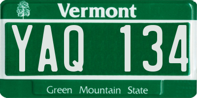 VT license plate YAQ134
