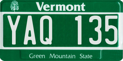 VT license plate YAQ135
