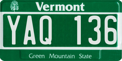 VT license plate YAQ136