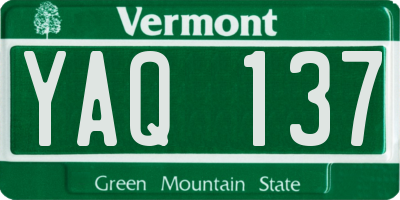 VT license plate YAQ137