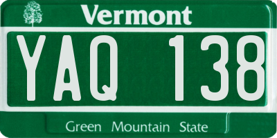 VT license plate YAQ138