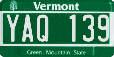 VT license plate YAQ139
