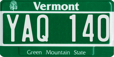 VT license plate YAQ140