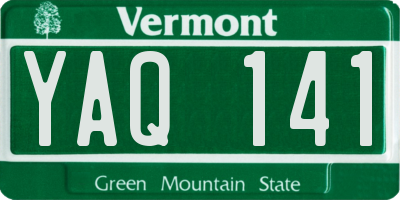VT license plate YAQ141