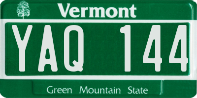 VT license plate YAQ144