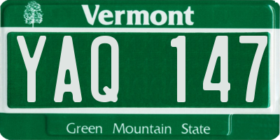 VT license plate YAQ147