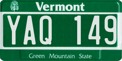 VT license plate YAQ149