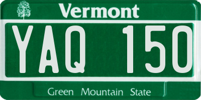 VT license plate YAQ150