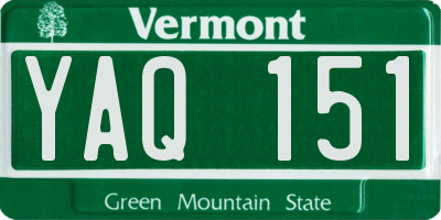VT license plate YAQ151