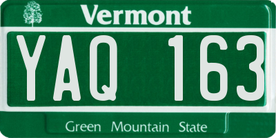 VT license plate YAQ163