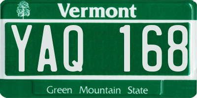 VT license plate YAQ168