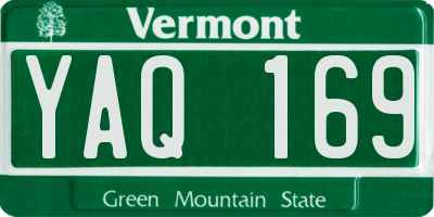 VT license plate YAQ169