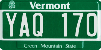 VT license plate YAQ170