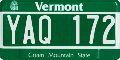 VT license plate YAQ172
