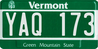 VT license plate YAQ173