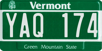 VT license plate YAQ174