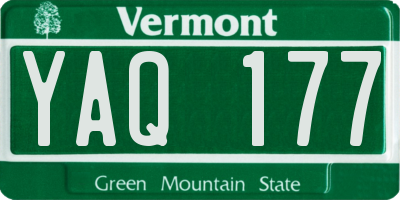 VT license plate YAQ177