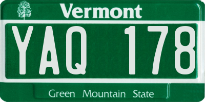 VT license plate YAQ178