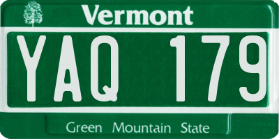 VT license plate YAQ179