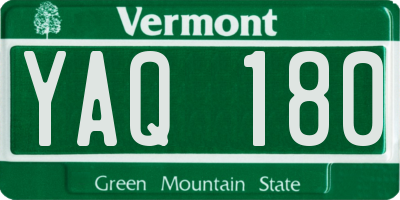 VT license plate YAQ180