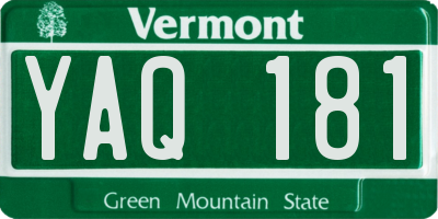 VT license plate YAQ181