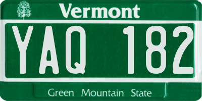 VT license plate YAQ182