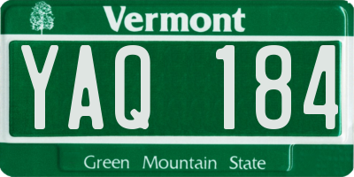 VT license plate YAQ184