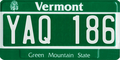 VT license plate YAQ186