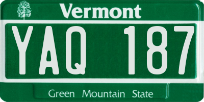 VT license plate YAQ187