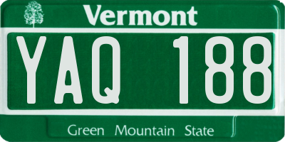 VT license plate YAQ188