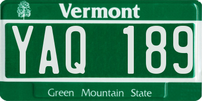 VT license plate YAQ189