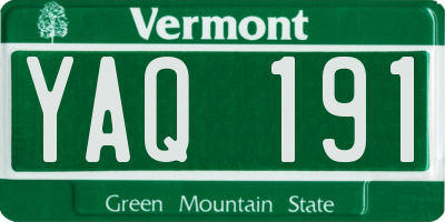 VT license plate YAQ191