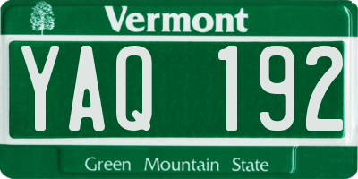 VT license plate YAQ192