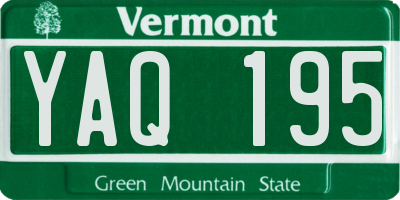 VT license plate YAQ195