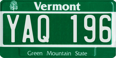 VT license plate YAQ196