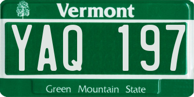 VT license plate YAQ197
