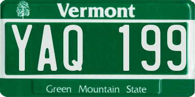 VT license plate YAQ199
