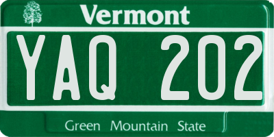 VT license plate YAQ202