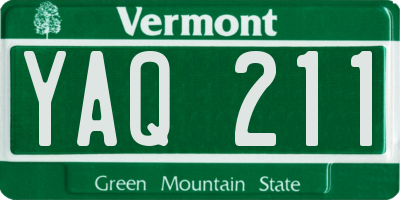 VT license plate YAQ211