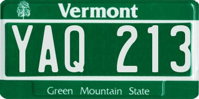 VT license plate YAQ213
