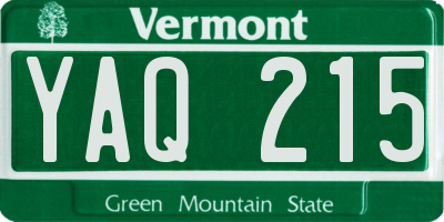 VT license plate YAQ215