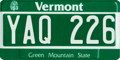 VT license plate YAQ226