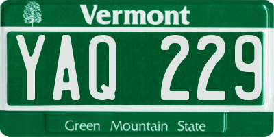 VT license plate YAQ229