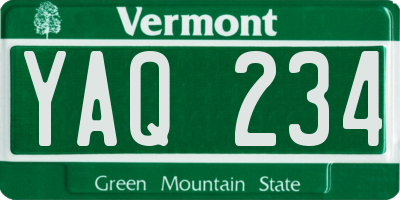 VT license plate YAQ234