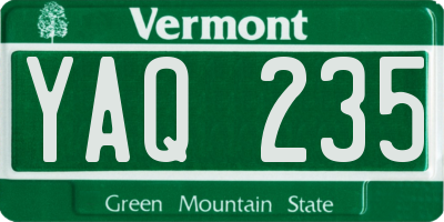 VT license plate YAQ235