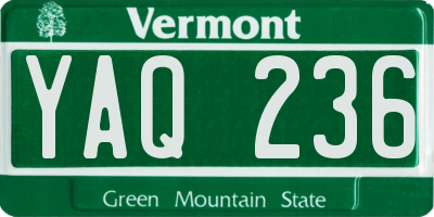 VT license plate YAQ236