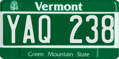 VT license plate YAQ238