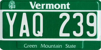 VT license plate YAQ239