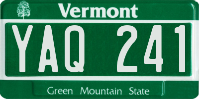 VT license plate YAQ241