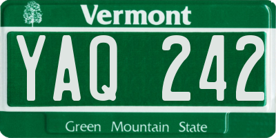 VT license plate YAQ242